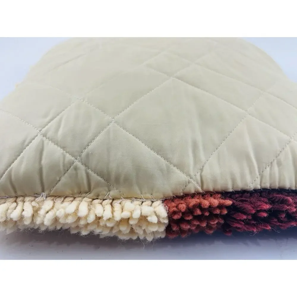 Vintage 1970’s Latch Hook Yarn Retro Geometric 15x15 Square Throw Pillow Finishe